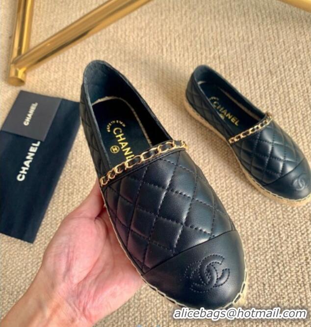 Best Price Chanel Quilted Lambskin Espadrilles G36966 Black