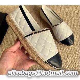 Good Product Chanel Quilted Lambskin Espadrilles G36966 White