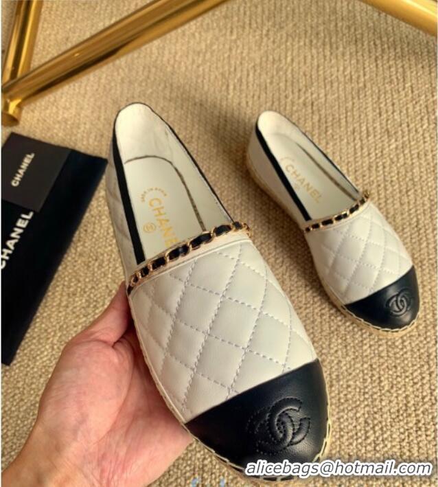 Good Product Chanel Quilted Lambskin Espadrilles G36966 White