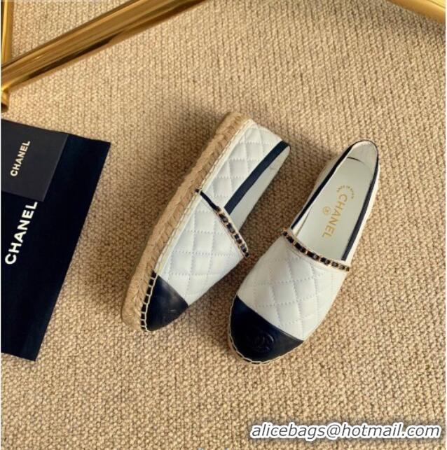 Good Product Chanel Quilted Lambskin Espadrilles G36966 White