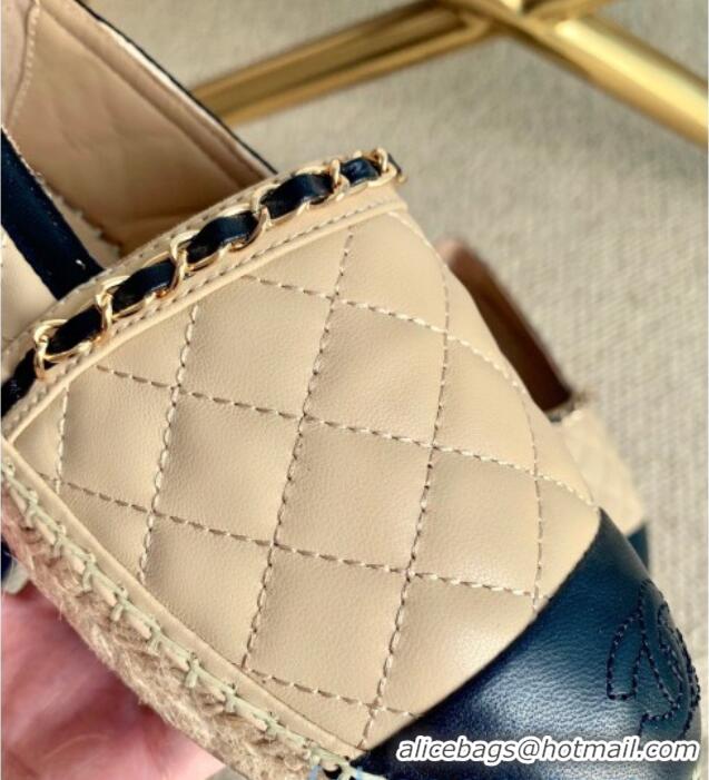 Luxury Cheap Chanel Quilted Lambskin Espadrilles G36966 Beige