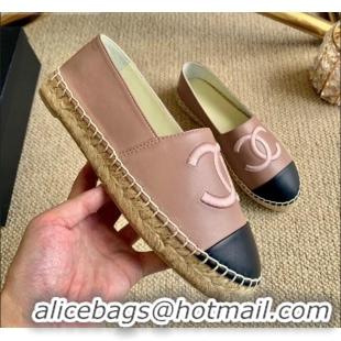 Good Quality Chanel Leather Embroidered CC Espadrilles G29775 Pink