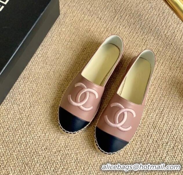 Good Quality Chanel Leather Embroidered CC Espadrilles G29775 Pink