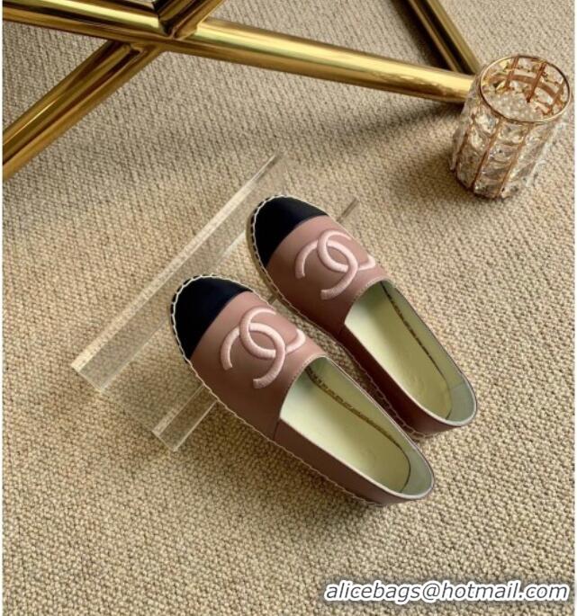 Good Quality Chanel Leather Embroidered CC Espadrilles G29775 Pink