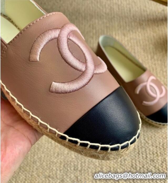 Good Quality Chanel Leather Embroidered CC Espadrilles G29775 Pink