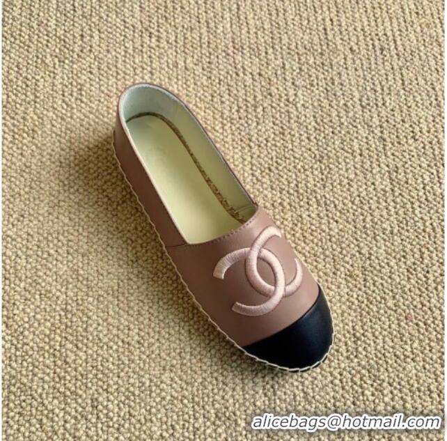 Good Quality Chanel Leather Embroidered CC Espadrilles G29775 Pink