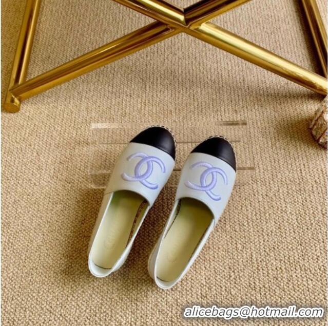 Top Quality Chanel Leather Embroidered CC Espadrilles G29775 White