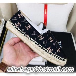 Good Quality Chanel CC Allover Canvas Espadrilles 120117 Blue