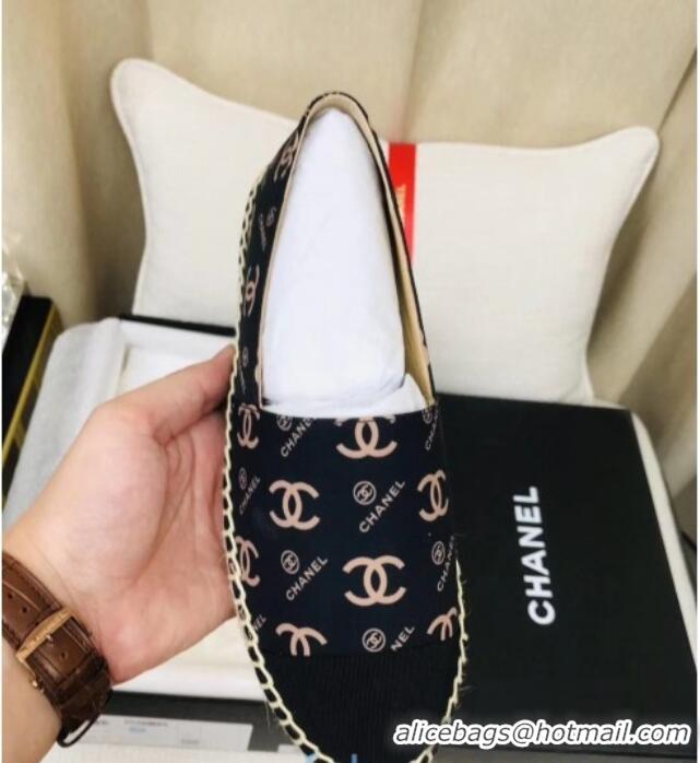 Good Quality Chanel CC Allover Canvas Espadrilles 120117 Blue