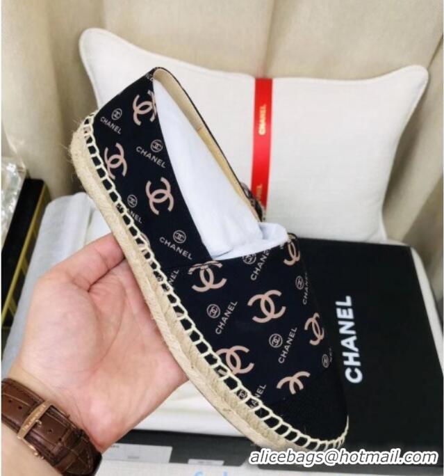 Good Quality Chanel CC Allover Canvas Espadrilles 120117 Blue