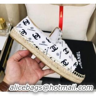 Low Price Chanel CC Allover Canvas Espadrilles 120119 White