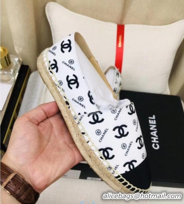 Low Price Chanel CC Allover Canvas Espadrilles 120119 White