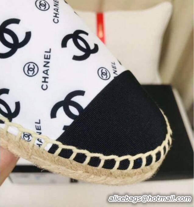 Low Price Chanel CC Allover Canvas Espadrilles 120119 White