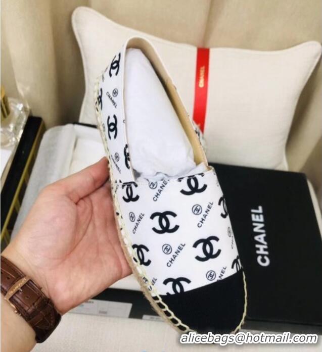 Low Price Chanel CC Allover Canvas Espadrilles 120119 White