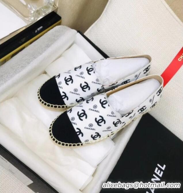 Low Price Chanel CC Allover Canvas Espadrilles 120119 White