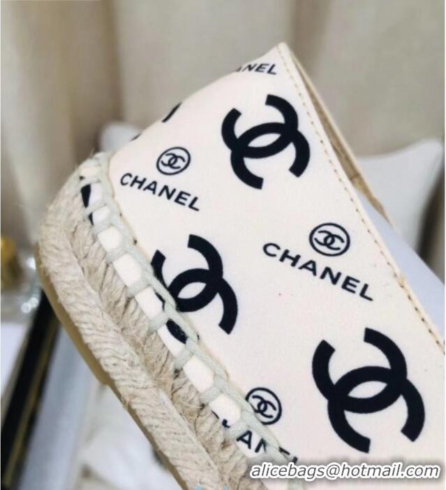 Good Looking Chanel CC Allover Canvas Espadrilles 120119 Apricot