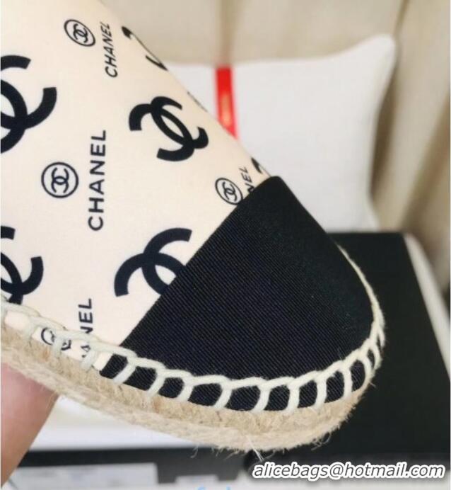 Good Looking Chanel CC Allover Canvas Espadrilles 120119 Apricot