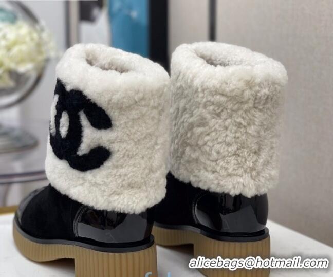 Cheap Price Chanel Suede CC Wool Short Boots 120128 White