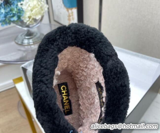 Best Grade Chanel Suede CC Wool Short Boots 120128 Black