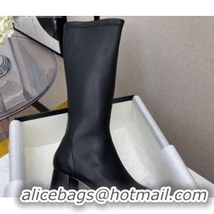 Purchase Chanel Lambskin Heel 5cm Mid High Boots 120130 Black