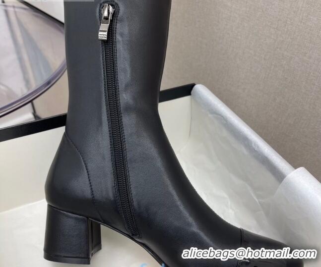 Purchase Chanel Lambskin Heel 5cm Mid High Boots 120130 Black