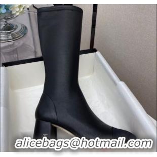 Cheap Price Chanel Lambskin and Fabric 5cm Heel Mid High Boots 120132 Black