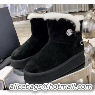 Lowest Price Chanel 4.5cm Height Suede Wool Short Boots with Buckle Black 120203