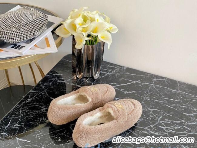 Top Quality Chanel Shearling Wool Flat Loafers Beige 120204