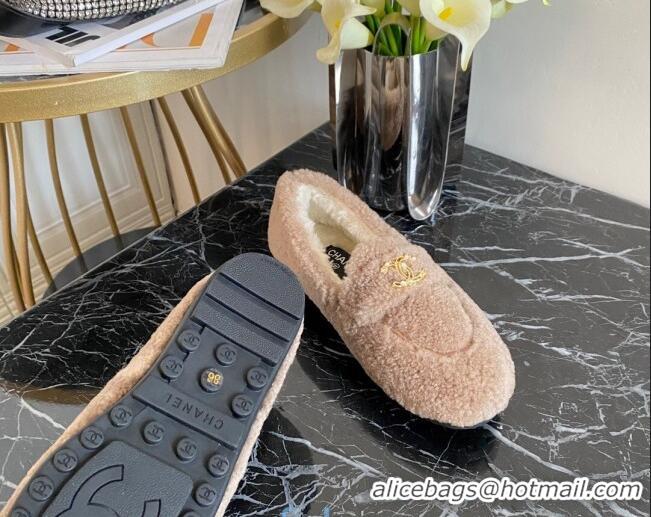 Top Quality Chanel Shearling Wool Flat Loafers Beige 120204