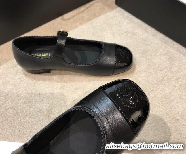 Discount Chanel Calfskin Mary Janes Flats G36482 Black