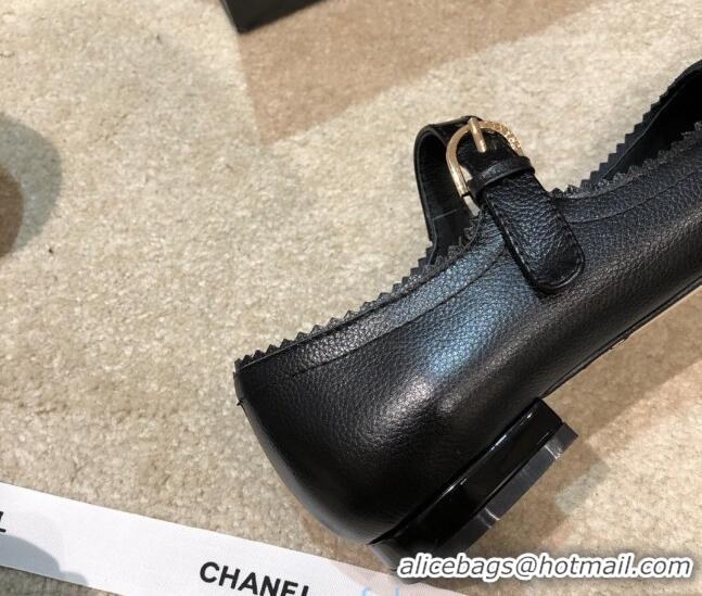 Discount Chanel Calfskin Mary Janes Flats G36482 Black