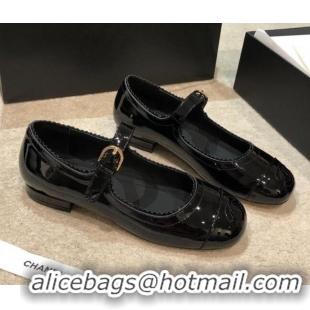 Most Popular Chanel Patent Leather Mary Janes Flats G36482 Black