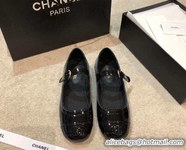 Most Popular Chanel Patent Leather Mary Janes Flats G36482 Black