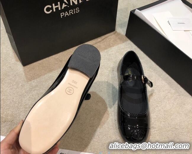 Most Popular Chanel Patent Leather Mary Janes Flats G36482 Black