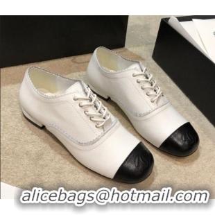 Popular Style Chanel Calfskin Lace-ups G36483 White 