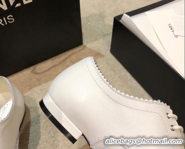 Popular Style Chanel Calfskin Lace-ups G36483 White 