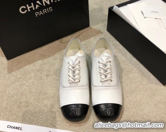 Popular Style Chanel Calfskin Lace-ups G36483 White 