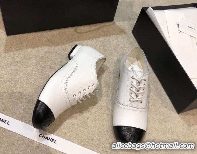 Popular Style Chanel Calfskin Lace-ups G36483 White 