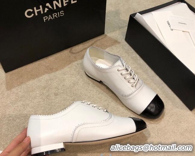 Popular Style Chanel Calfskin Lace-ups G36483 White 