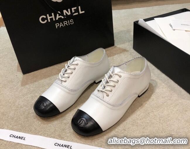 Popular Style Chanel Calfskin Lace-ups G36483 White 