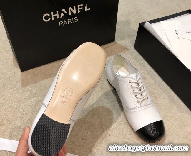 Popular Style Chanel Calfskin Lace-ups G36483 White 