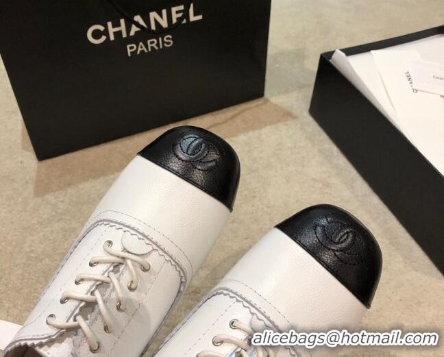 Popular Style Chanel Calfskin Lace-ups G36483 White 