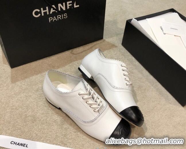 Popular Style Chanel Calfskin Lace-ups G36483 White 