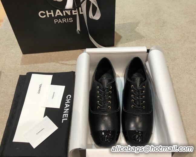 New Style Chanel Calfskin Lace-ups G36483 Black