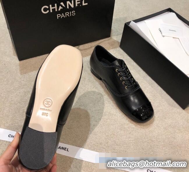 New Style Chanel Calfskin Lace-ups G36483 Black