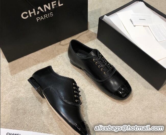 New Style Chanel Calfskin Lace-ups G36483 Black