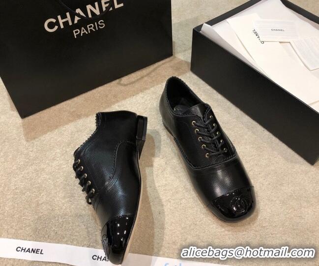 New Style Chanel Calfskin Lace-ups G36483 Black