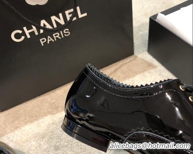 Best Luxury Chanel Patent Leather Lace-ups G36483 Black