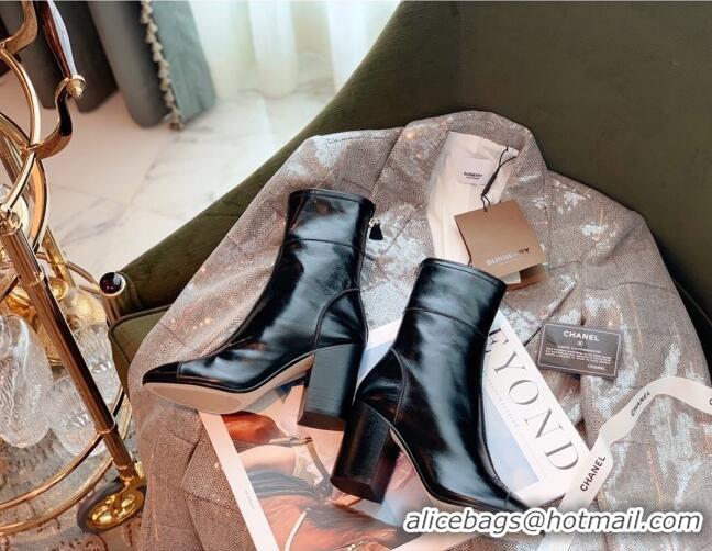 Perfect Chanel Oily Leather 8.5cm High-Heel Short Boots 120253 Black