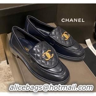 Grade Design Chanel Leather Loafers with CC Foldover 120279 Blue